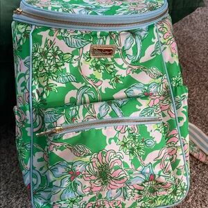 Lilly Pulitzer Green and Pink Floral Backpack